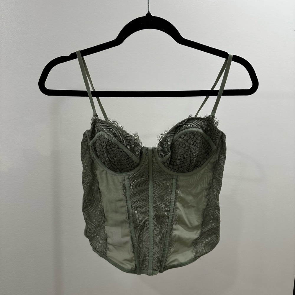 Garage Lace Bustier in Sage Green